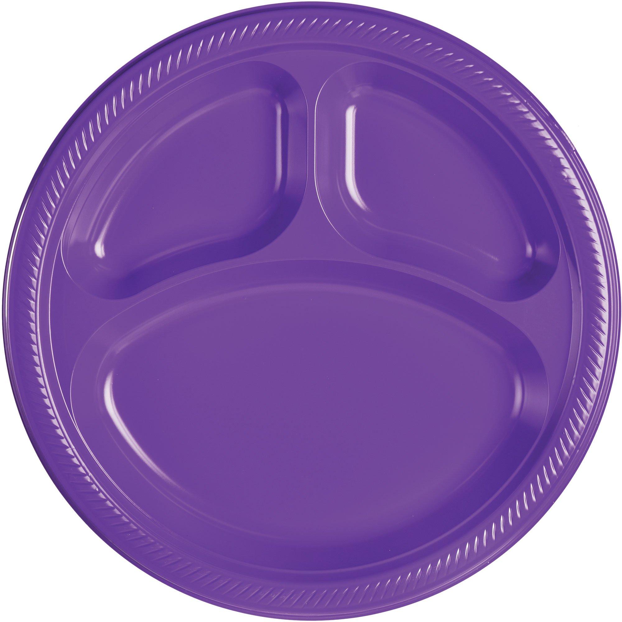 Purple Plastic Divided Dinner Plates 20ct Party City